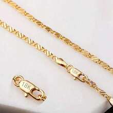 时尚18k金项链2毫米16/18/20/22/24/26/28/30英寸侧链项链男女款珠宝925镀银项链 - Chain - 查看 20