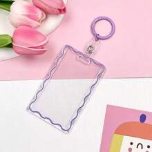 1 件带钥匙扣的卡夹 B 级可爱简约亚克力身份证夹霓虹透明适用于办公室身份证徽章卷轴驾驶执照和通行证 - 彩色 - 查看 18