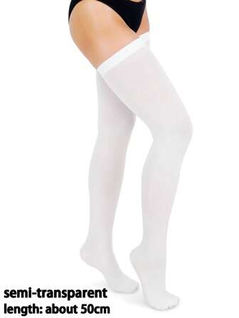 1/2/3双装白色天鹅绒过膝长袜，薄款性感JK学院风长袜，修身显瘦百搭，适合日常穿着，圣诞礼物