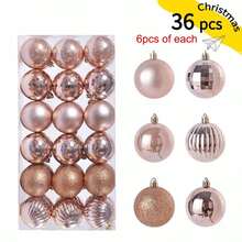 36件套1.18英寸圣诞树装饰球，防碎塑料圣诞树球装饰，圣诞树挂饰，多种款式，家居装饰，圣诞装饰，房间装饰，冬季圣诞装饰，家居圣诞礼物，圣诞装饰品