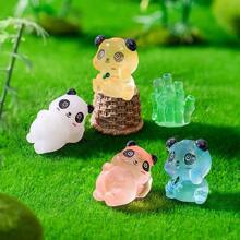 8 件发光熊猫微型雕像，可爱动物装饰，用于园艺、汽车、办公桌的树脂装饰品，夜光设计，小尺寸，适合景观美化、汽车装饰、桌面展示，展现可爱风格 - 彩色 - 查看 6