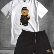Ted Kit T-Shirt 100% COTTON SHIRT + Shorts Tactel Fashion  MEN'S UNISEX - 白色 - 查看 2
