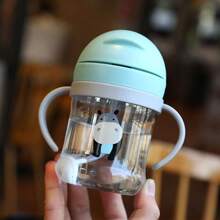 1pc Kids Water Bottle, Student Drinking Cup, Cute Water Bottle With Straw, Scaled Water Bottle, Kindergarten Suction Ball Water Bottle, Anti-Choke Straw Cup, 250ml/350ml Capacity