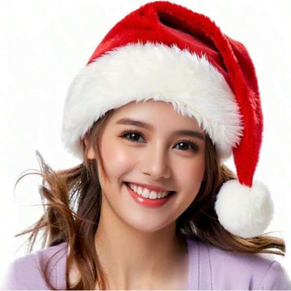 1pc Where's Wally? Soft Non-Woven Santa Claus Christmas Hat, Party Hats, Christmas Hats For Adults, Santa Claus Costume Accessories, Classic Red Santa Claus Hat For Christmas, New Year Holiday Party, Suitable For Holiday Costume, Party, Event And Holiday Decoration