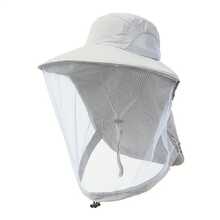Sombrero de Protección conáscara, Transpirable, Protección Insectos, Sombrero de Pesca de Ala Ancha, Deporte al Aire Libre, Senderismo, Camping, Sombrero de Malla CIH2 - Gris Claro - Ver 2