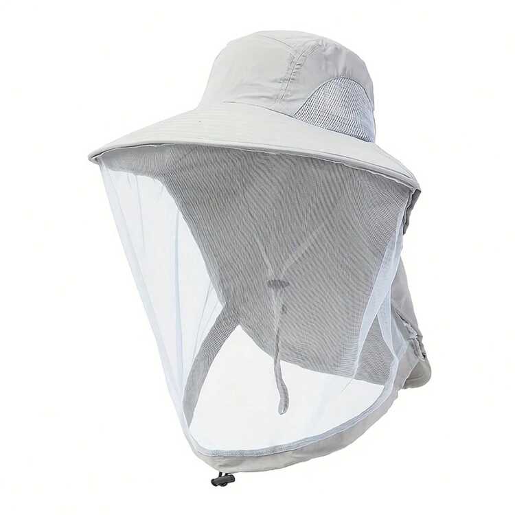 Sombrero de Protección conáscara, Transpirable, Protección Insectos, Sombrero de Pesca de Ala Ancha, Deporte al Aire Libre, Senderismo, Camping, Sombrero de Malla CIH2 - Gris Claro - Añade 2
