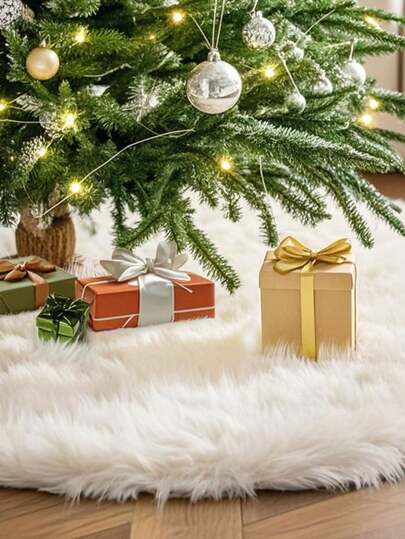 90-120cm Fluffy Plush Christmas Tree Skirt, Artificial Tree Base Decor Craft, Suitable For Party, Christmas, Christmas Decoration, Christmas Home Decor Christmas Decorations Home Christmas Gifts Christmas Decor