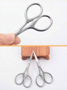 2pcs/1pc Professional Stainless Steel Silver Pointed Precision Scissors, Multi-Functional Vintage Beauty Scissors Suitable For Facial Hair, Eyebrows, Eyelashes, Beard, Nose - Professional Beauty Grooming Scissors, Suitable For Home, Travel And Outdoor Use,Makeup,Cheap,Room Decor,Vanity,Travel,Bedroom,Makeup Accessories