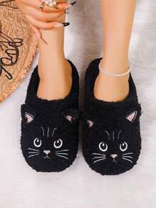 RALSWNAY Pantuflas gruesas de mujer con diseño de panda, pantuflas cálidas para interiores y el hogar, forro suave, suela silenciosa, lavables a máquina, pantuflas esponjosas - Negro - Ver 6