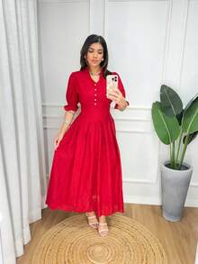 12 Simple Split Fabric Spring/Summer Wedding Dress - Red - View 3