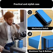 DSL Cigarette Case 20 Capacity Aluminum Automatic Slider 2 Pack Black+Silver 100mm 100S DSL