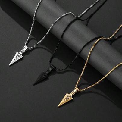 1pc Men's Fashion Personalized Arrow Classic Versatile Long Necklace, Suitable For Daily Wear, Gift For Father, Boyfriend