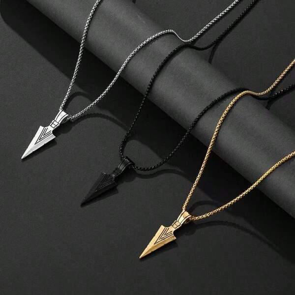 1pc Men's Fashion Personalized Arrow Classic Versatile Long Necklace, Suitable For Daily Wear, Gift For Father, Boyfriend