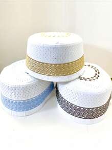 1 pieza Gorra de oración retro bordada para hombres - Ajustable, gorro de punto transpirable, apto para festivales y atuendos tradicionales