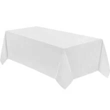 1 Stück weiße Einweg-Kunststoff-Tischdecke, geeignet für Geburtstagsfeiern, Hochzeiten, Feiertags-Esszimmerdekoration, rechteckige Tischdecke, Esszimmer Dekorationszubehör - Weiss - Übersicht 3