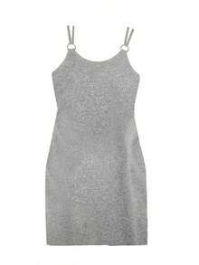 New York Inspired Sling Dress, Summer Cotton Print Casual Women's Sundress - 灰色 - 查看 3