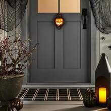 10" Animated Pumpkin Door Knocker Halloween Decorative Prop :  Sheltered Outdoor Use, Includes Batteries