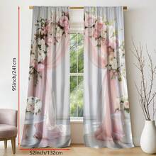 2 tấm rèm in hoa hồng màu hồng thanh lịch - Thiết kế hoa văn với họa tiết hoa hồng trắng và kem, 100% polyester, kiểu may túi luồn thanh treo dễ dàng, có thể giặt máy, thích hợp cho phòng ngủ, phòng khách, nhà bếp, phòng tắm - Trang trí nhà cửa phong cách và tăng cường sự riêng tư, rèm cửa cho phòng ngủ, rèm chắn sáng. - Nhiều màu - Xem 17