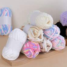 1 Roll Chunky Boucle Yarn For Handmade Knitting Scarf, Slippers, Coasters, Rugs - Multicolor - View 3