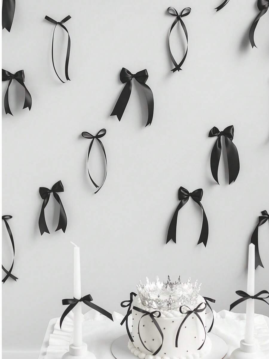 各式丝带蝴蝶结套装，适用于墙面装饰、万圣节装饰、派对装饰工艺品、礼品包装、婚礼装饰、DIY配件、生日装饰、派对背景，多种颜色可选，可用于礼品装饰和发夹制作，也适用于情人节家居装饰和房间装饰。