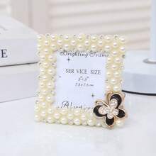 1-częściowa ramka na zdjęcia, piękna ramka na zdjęcia z imitacją pereł, używana do półek ekspozycyjnych w pracy, dekoracja ścienna DIY na biurko, artystyczna dekoracja domu, dekoracja na przyjęcie urodzinowe, prezenty świąteczne na rocznicę ślubu – w zestawie losowy papier wewnętrzny