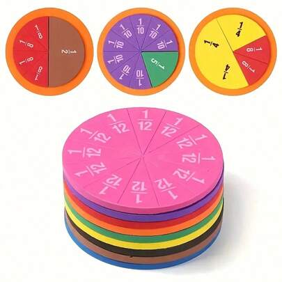9pcs Math Teaching Tools, Fraction Addition & Subtraction Demonstration Aids, Fraction Math Learning Cards, Student Math Fraction Operation Demonstrator