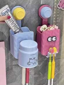 Wall Mounted Toothbrush Holder - No Drill Toothpaste And Toothbrush Holder, Bathroom Mouthwash Cup, Toothbrush Cup Organizer