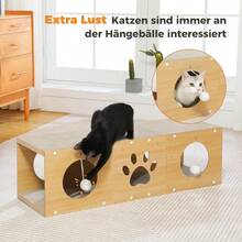 1pc 100cm Tall Cat Scratching Post With Tunnel, Durable Non-Shedding Scratch Pillar With Toy Ball, Suitable For Multiple Cats, Cat Scratcher Toy - 100*24*24 - View 5