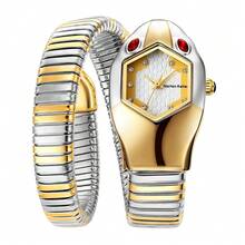 新款女士蛇形手镯水晶手表不锈钢手链时尚女孩石英腕表Religios Reloj Montre Femme - 彩色 - 查看 10
