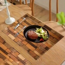 1pc/4pcs/6pcs Wood Grain Pattern Printed Linen Placemats, Suitable For Dining Table, All Season Decor, Modern Washable Table Mats, Room Decor, Coasters, Kitchen Dining Mats, Indoor Outdoor Party Decoration, Home Decor, Ideal Gift