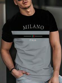Milan' Stylish Printed Men's Round Neck Short Sleeve T-Shirt, Summer Fashion Tee, 100% Polyester, Lightweight Fabric, Suitable For Summer Wear - Multicolor - View 2