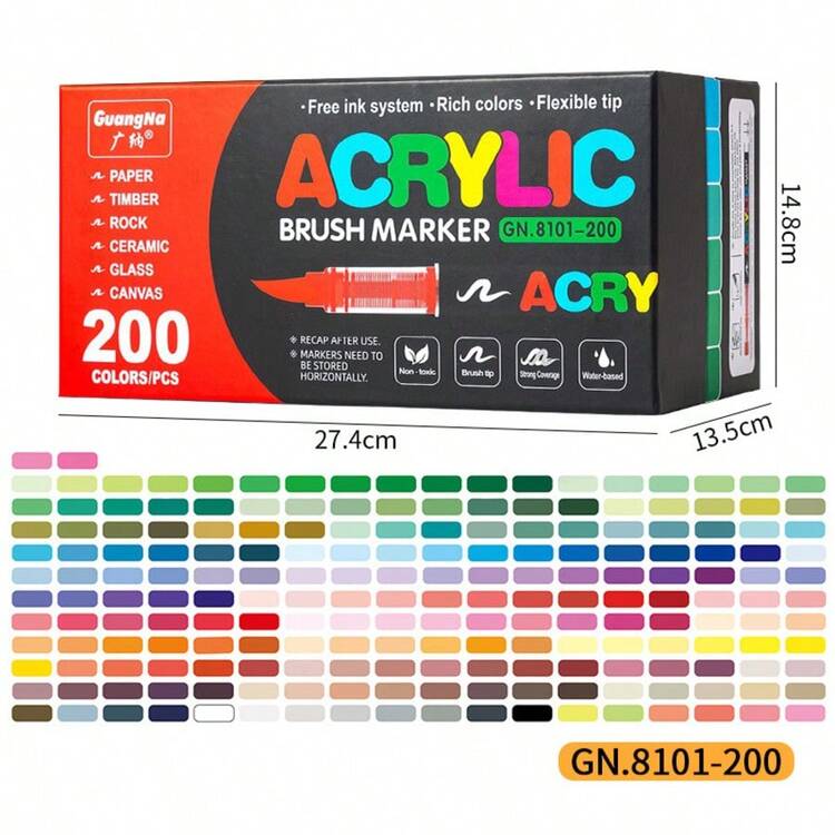 广纳丙烯颜料笔铅笔画笔马克笔，无需按压专业岩画石画用品绘图 - 套裝 - 查看 15