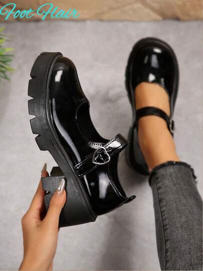 Foot Flair Women's (Run Small 1 Size) Mary Jane Platform Thick Block High Heel Ankle Strap Y2K Goth Lolita Oxford Classic Comfortable Shoes For Work, Wedding, School Uniform Dress