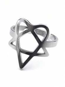 Heartagram 象征 HIM 音乐乐队戒指 男女款 不锈钢镂空重金属指环 - 戒指 - 查看 5