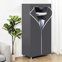 SONGMICS Guardaroba in TNT, Armadio con Copertura e Barra Appendiabiti, Organizzatore per Borse Giocattoli Scarpe, in Camera da Letto e Soggiorno, 75 x 45 x 160 cm, grigio - Grigio - Visualizzare 5