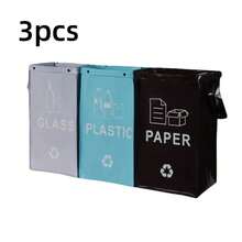 1pc/3pcs Foldable Trash Can, Reusable, Easy To Clean, Large Capacity, Durable Garbage Bin For Outdoor, Kitchen, Living Room Waste Sorting