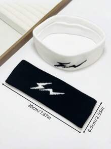 2/1件装黑白男女通用运动头带，吸汗头巾，日常佩戴、洗脸、跑步等场合适用，男女皆宜，秋冬季发带发饰，女士蝴蝶结发饰，适合度假装扮，女士头巾，柔软头巾