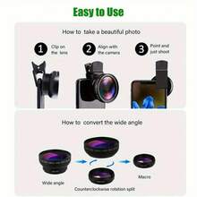 2-In-1 HD Video Camera Lens For Smartphones - 37mm 0.45X Wide Angle And Macro Lens - Universal Clip-On Design For IPhone 15/14/13 Pro Max And Smartphones - ABS Material With Anti-Scratch Coating - No Batteries Required - Perfect For Vlogging/Travel Photography