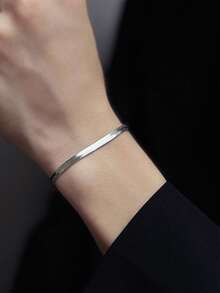 Tkool 1pc Men's Simple Hiphop Style Stainless Steel Blade Chain Bracelet - Silver - View 4