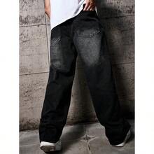 Homme Plus Size Men's Casual Simple Denim Jeans Street Hang Out Urban - màu đen - Xem 2