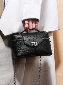 The 2025 New Vintage Ostrich Leather High-End Handbag Is Fashionable And Versatile. It Features A Classic Minimalist Style. The PU Leather Animal Ostrich Pattern Printed Single-Shoulder Bag, Handbag Chain Crossbody Bag, Valentine's Day. It Is High-End, Soft, Fashionable And Convenient To Carry. The Metal Lock Is Very Suitable For Daily Commuting, Shopping, Young Women, College Students, Newlyweds And White-Collar Workers