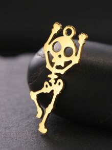 1 pieza Esqueleto bailarín minimalista de acero inoxidable, colgante de araña y murciélago, accesorio creativo con diseño de Halloween adecuado para collar, pulsera, llavero, aretes, accesorios hechos a mano DIY