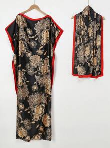 1 set nouveau Couvre-plage imprimé zèbre en faux soie pour femmes au printemps/été, écharpe en mousseline de soie convenant pour les voyages et l'usage quotidien