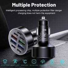 9 pièces Ensemble de chargeurs de voiture avec câble de charge rapide 3 en 1 (USB vers Type-C + Lightning + Micro USB), compatible avec les appareils Apple