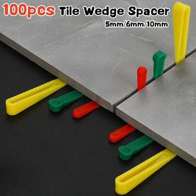 100pcs Reusable 5/6/10mm Plastic Tile Wedge Spacer Leveling Clips Floor Locator Ceramic Tiling Laying Adjustment Construction To