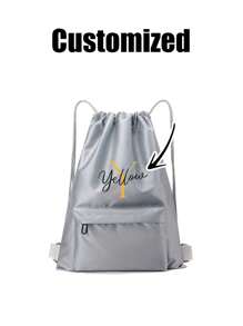 Customizable Name Drawstring Backpack - Personalized DIY Letters/Logo/Patterns, Soft Shell With Fitness Pockets, Adjustable Drawstring Closure,Sports Bag, Swimming Bag, Gym Bag, After School Club Bag Multi-Functional