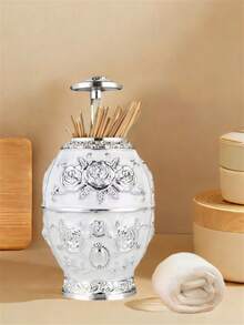 1pc Nordic Automatic Push Type Toothpick Box, Home Creative Toothpick Rack, Fashionable High-End Toothpick Rack In Hotel And Restaurant, Automatic Intelligent Toothpick Dispenser, Toothpick Storage Box, Kitchen And Dining Table Supplies - White - View 17