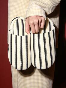 XIXITIAO 1 đôi dép lê kẻ sọc kiểu retro unisex, đế mềm, êm ái, thoáng khí, thoải mái, phù hợp cho mọi mùa. - Sọc rộng màu trắng - Xem 5