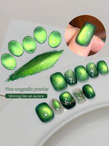 XEIJAYI 时尚猫眼美甲全息美甲设计15ml反光猫眼磁吸凝胶UV LED凝胶沙龙女性美甲工具 - 綠色 - 查看 6