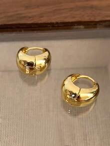 Set de 5 pares de pendientes de aro de lujo de aleación minimalista francés de moda y único para mujeres - Amarillo Oro - Ver 4